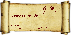 Gyaraki Milán névjegykártya