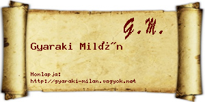 Gyaraki Milán névjegykártya